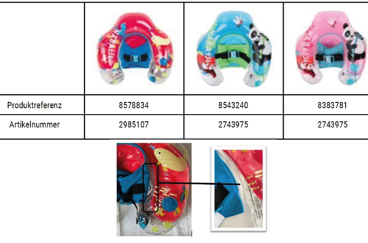 Folgende Schwimmringe sind betroffen.