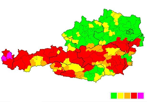 So sieht die Warnung der UWZ um Punkt 19.00 Uhr aus.