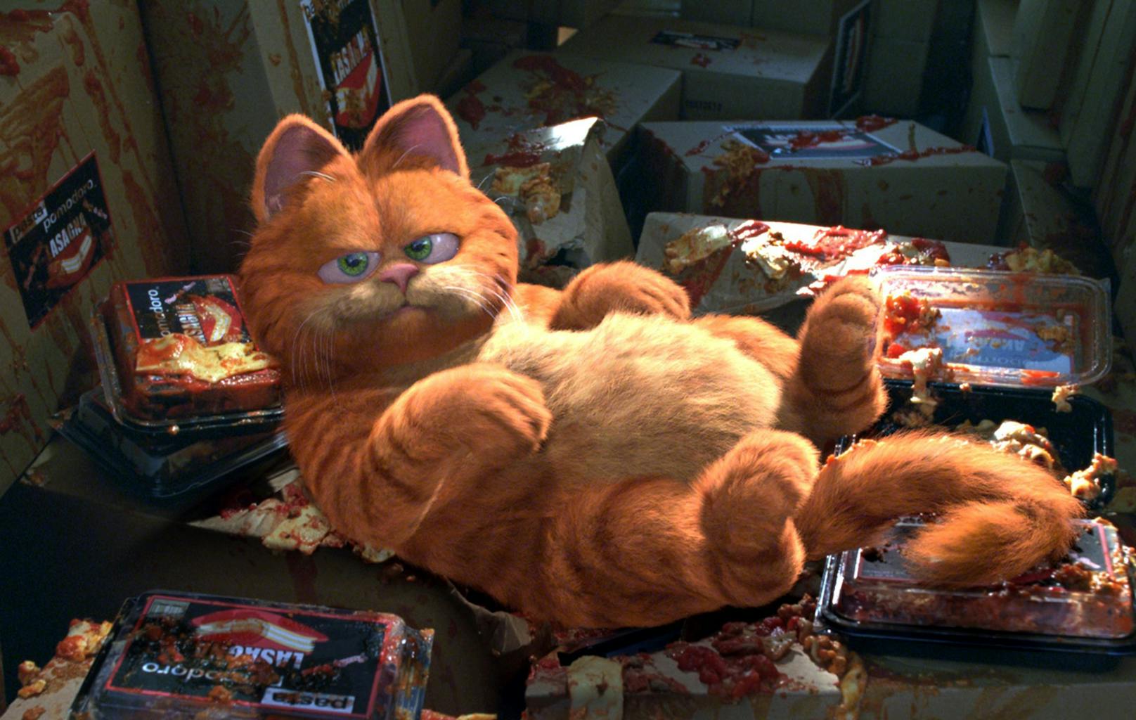 <strong>Garfield</strong>: Der dickste und verfressendste Kater aus Film und Fernsehen ist uns wohl deshalb so sympathisch, weil er sich prinzipiell auf das Wesentliche konzentriert: Schlafen und Futtern.&nbsp;