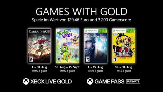 Games with Gold: Diese Spiele gibt es im August gratis.