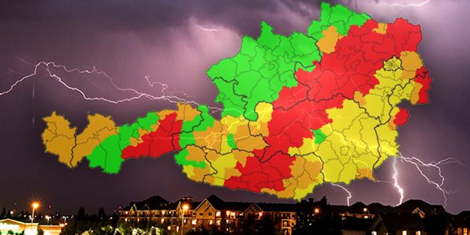 Weiter herrscht die zweithöchste Unwetterwarnstufe in Österreich.