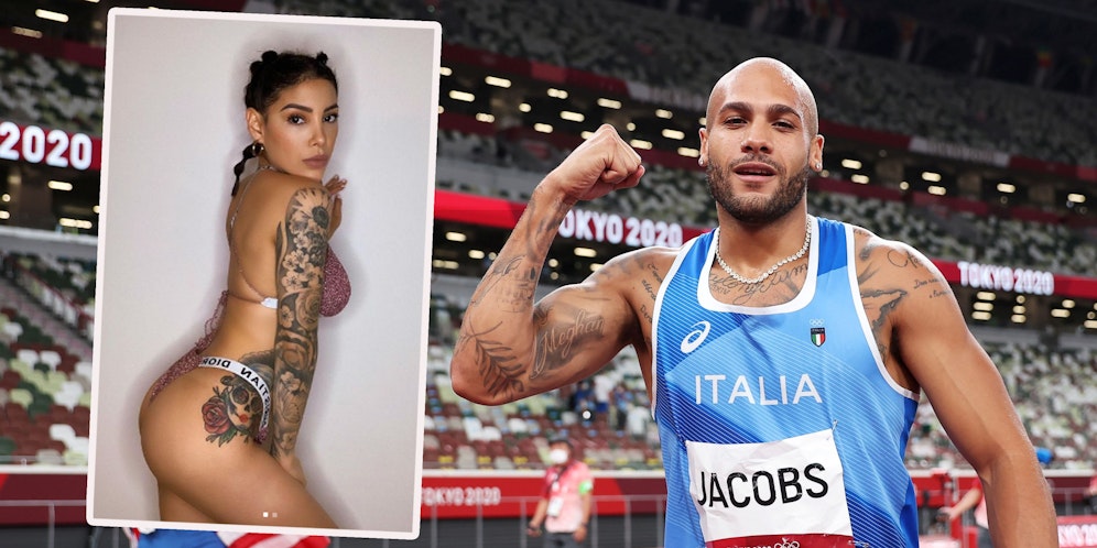 Marcell Jacobs und seine Verlobte Nicole Daza.