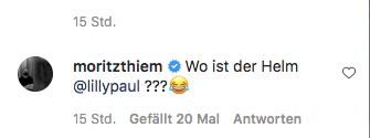 Moritz Thiem fragt nach, wo denn Lilis Helm geblieben ist.