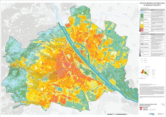 Die neue Analyse zeigt: Je weiter man nach Wien hinein kommt, desto heißer wird das Mikroklima.