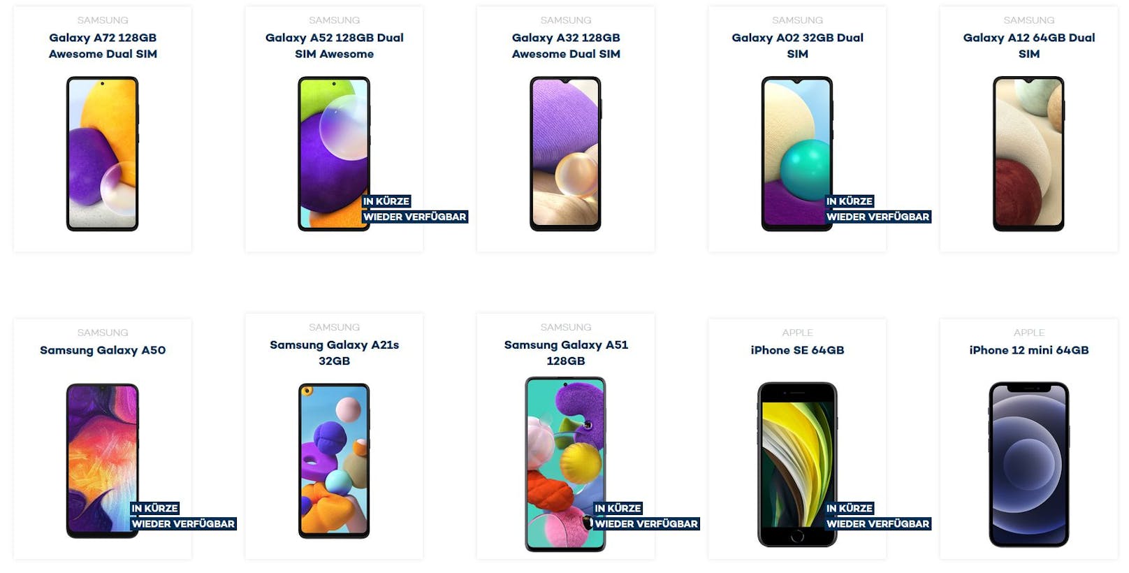 Bei den Tarifen mit Smartphones hat man die Wahl zwischen den neuesten Samsung- und Apple-Handys.