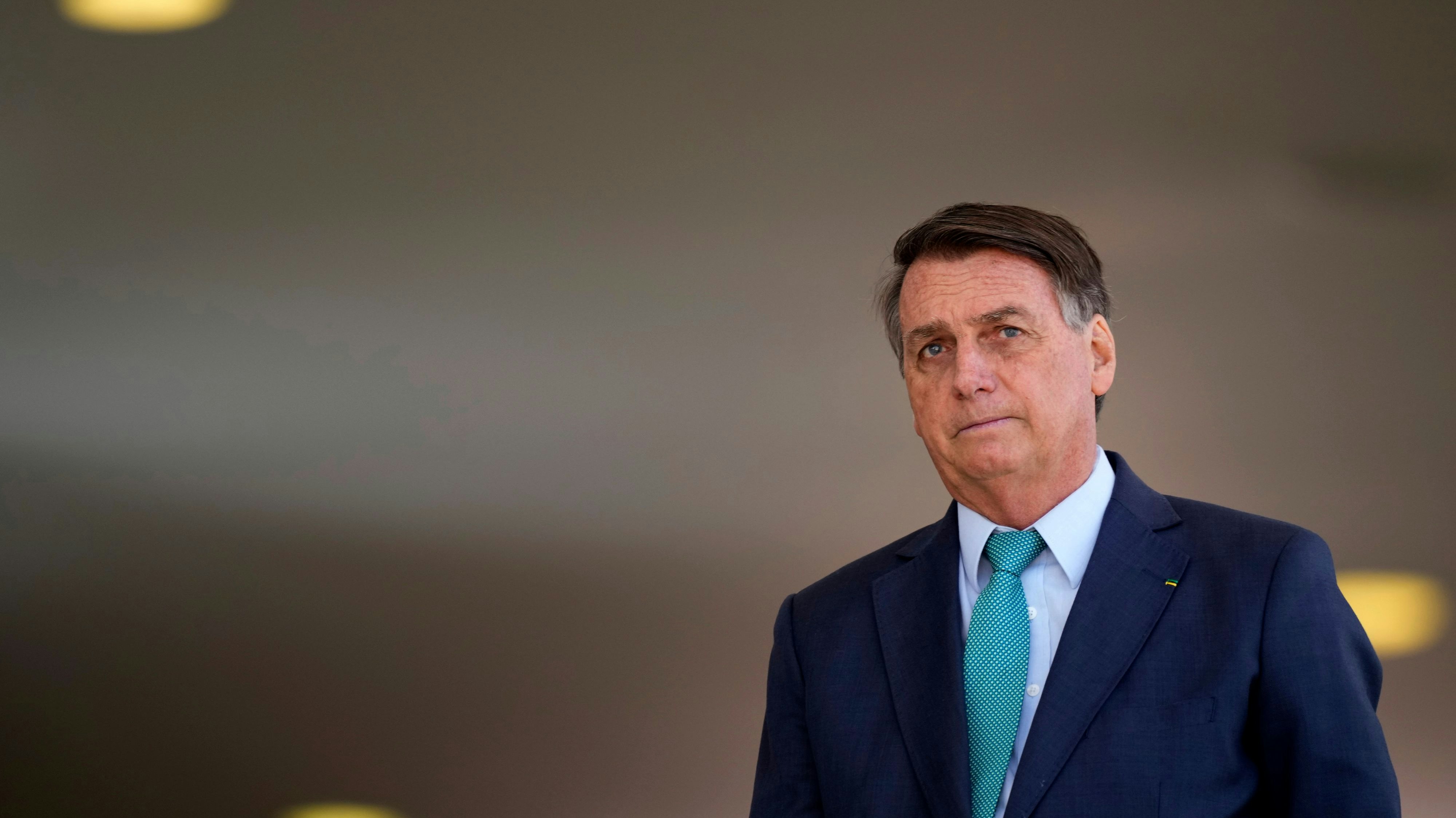 Download von www.picturedesk.com am 05.08.2021 (09:16).  Brazil's President Jair Bolsonaro attends a welcoming ceremony for Cape Verde's President Jorge Carlos Fonseca at Planalto presidential palace in Brasilia, Brazil, Friday, July 30, 2021. Fonseca is on a 5-day official visit to Brazil. (AP Photo/Eraldo Peres) - 20210730_PD25441 - Rechteinfo: Rights Managed (RM)
