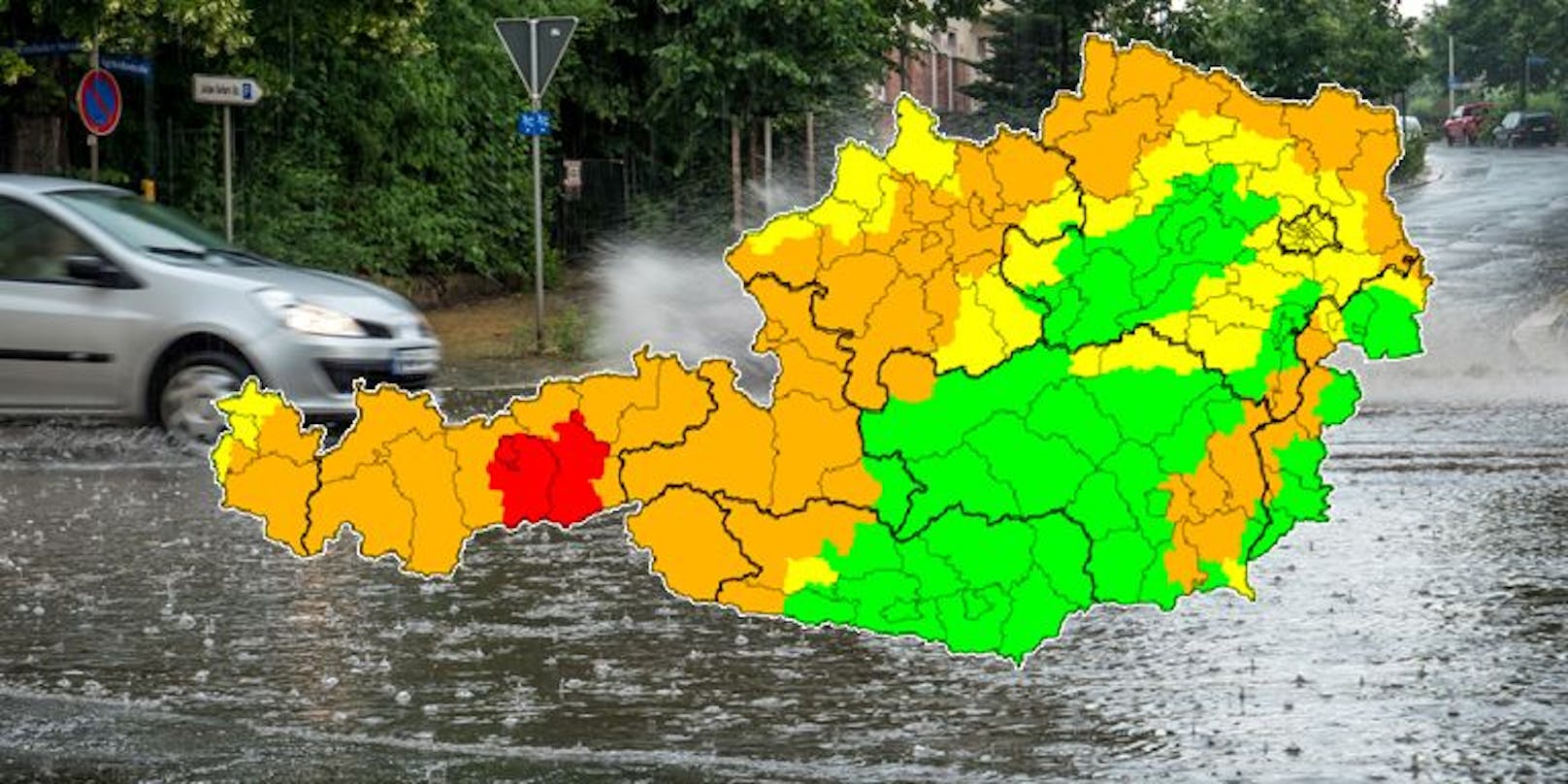 Regen-Alarm in Österreich.