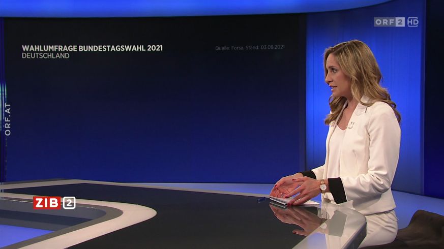 ZIB2-Moderatorin Margit Laufer blickte plötzlich in die falsche Kamera.