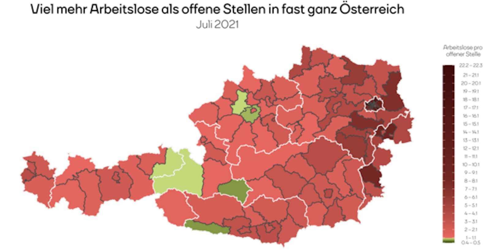 In Tamsweg, Zell am See (beide S), Hermagor (K), Wels-Land, Grieskirchen (beide OÖ) und Kitzbühel (T) gibt es weniger Arbeitslose als offene Stellen.