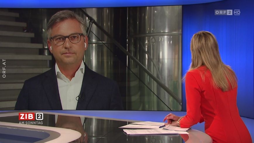 Staatssekretär Magnus Brunner in der ZIB2 am Sonntag.