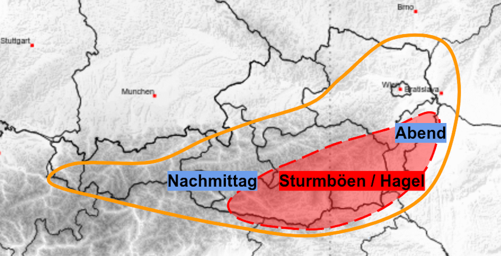 Die Gewittergefahr am Sonntag