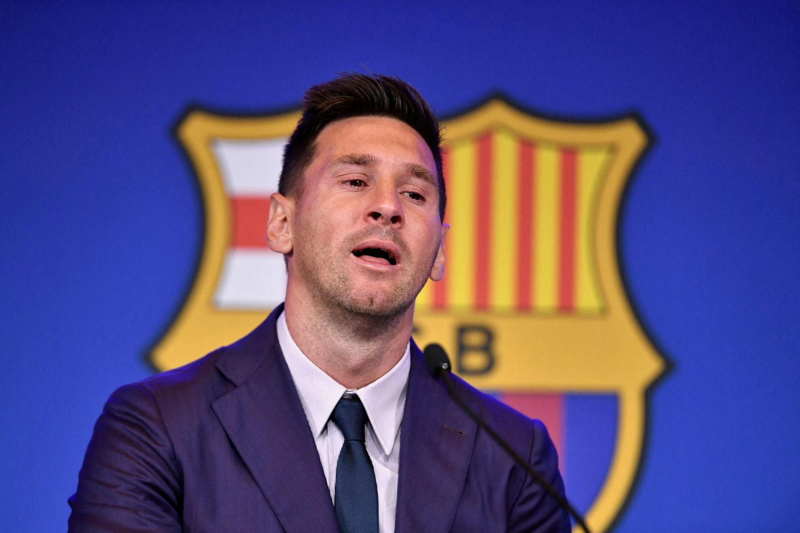 Lionel Messi bei seiner Abschieds-Rede im Camp Nou.
