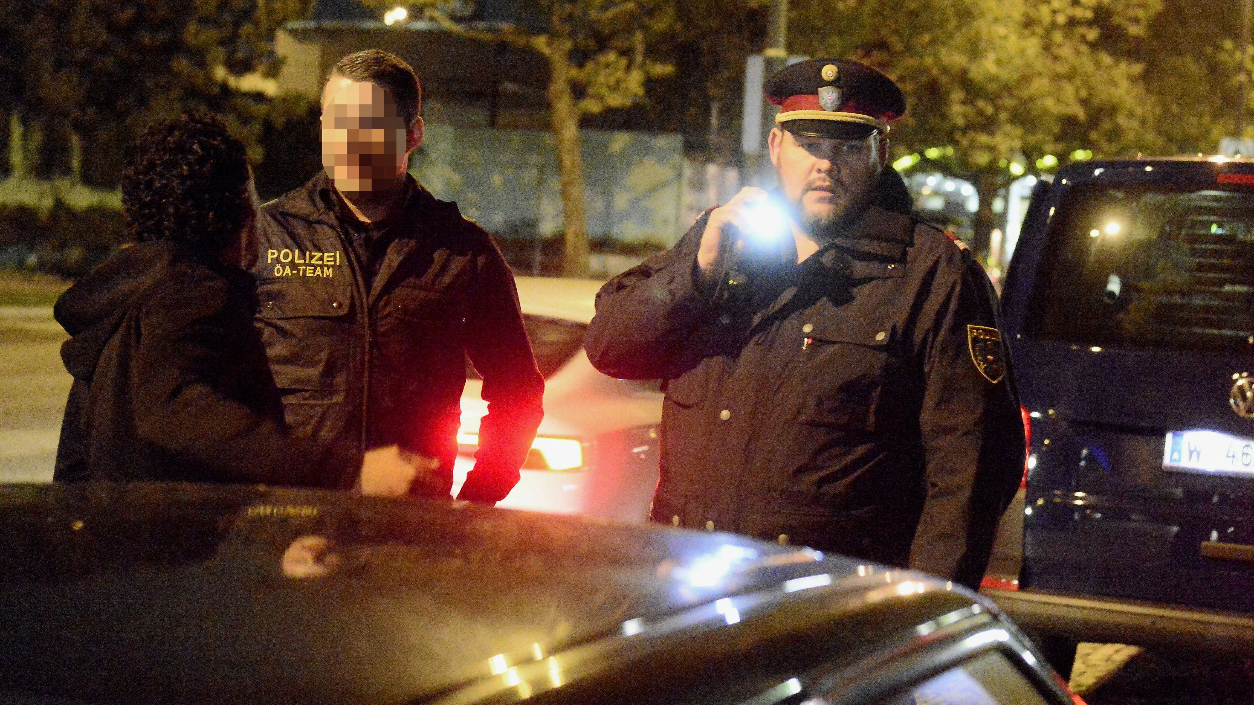 Polizisten im Rahmen eines Planquadrates in Wien.