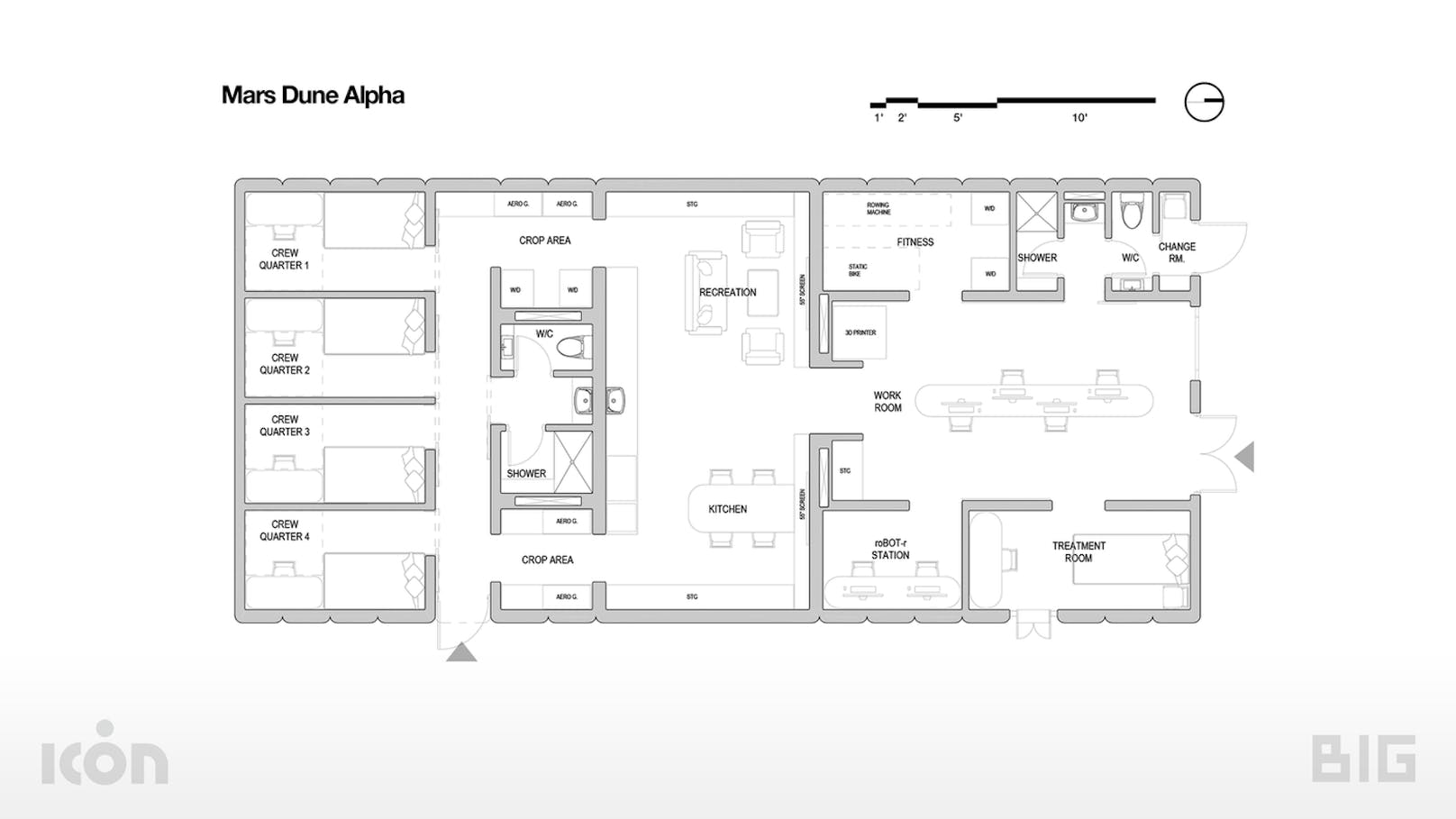 Die Mars-Crew lebte und arbeitete ein Jahr lang auf den 160 Quadratmetern. Fenster gab es keine.