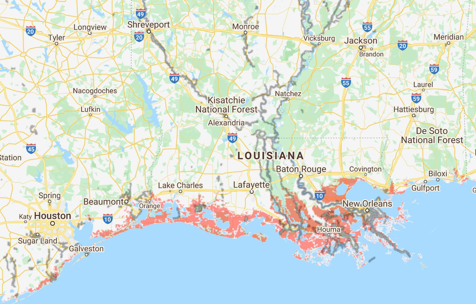 … würde die Stadt deutlich verkleinern, genauso wie die Küste Louisianas.