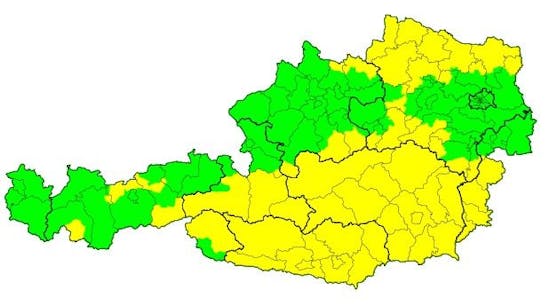 Nur in Wien und Vorarlberg gelten momentan keine Vorwarnungen.