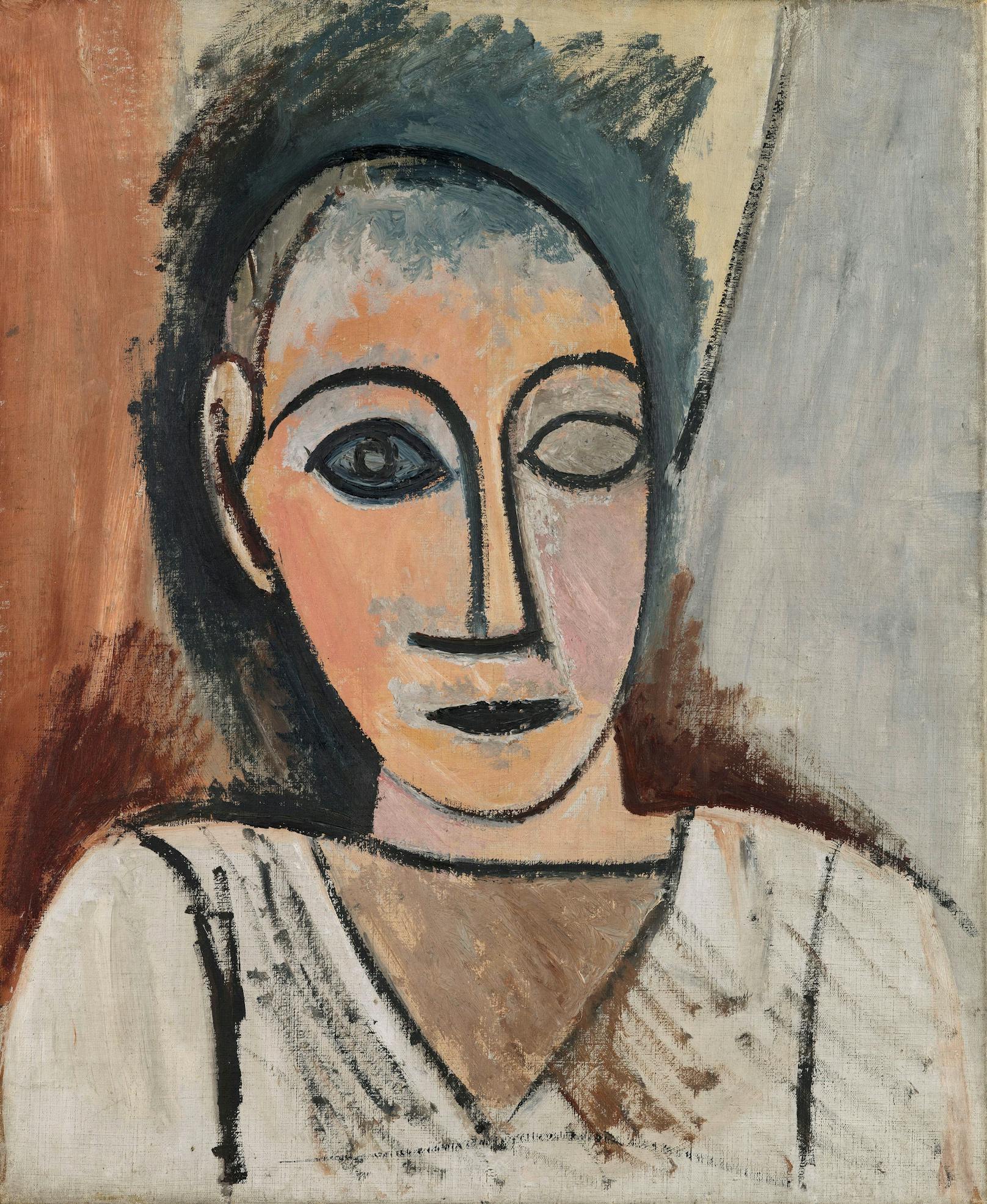 Picasso Pablo,&nbsp;Brustbild eines Mannes (Studie zu Les Demoiselles d'Avignon), 1907