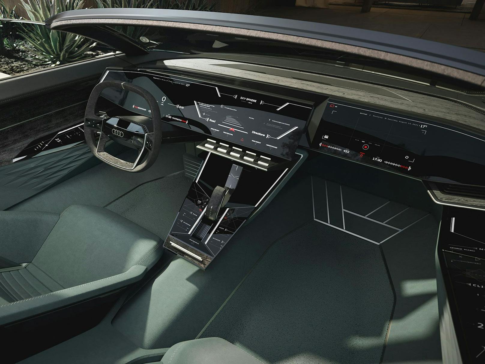 Cockpit mit vielen Monitoren im&nbsp;Audi Skysphere Concept