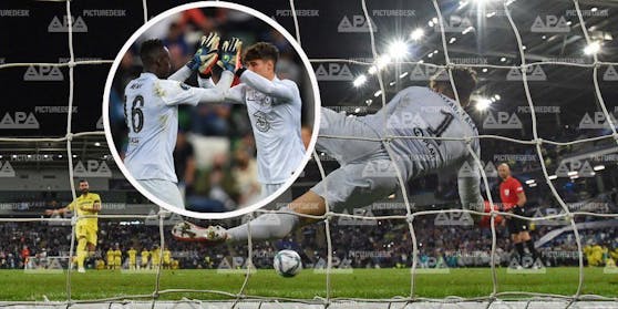 Kepa Arrizabalaga wehrt den Elfer von Raul Albiol ab.