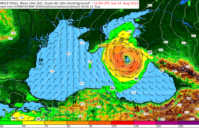 Der IFS-0z-Lauf von Donnerstag berechnet am Samstag teils schwere Sturmböen.