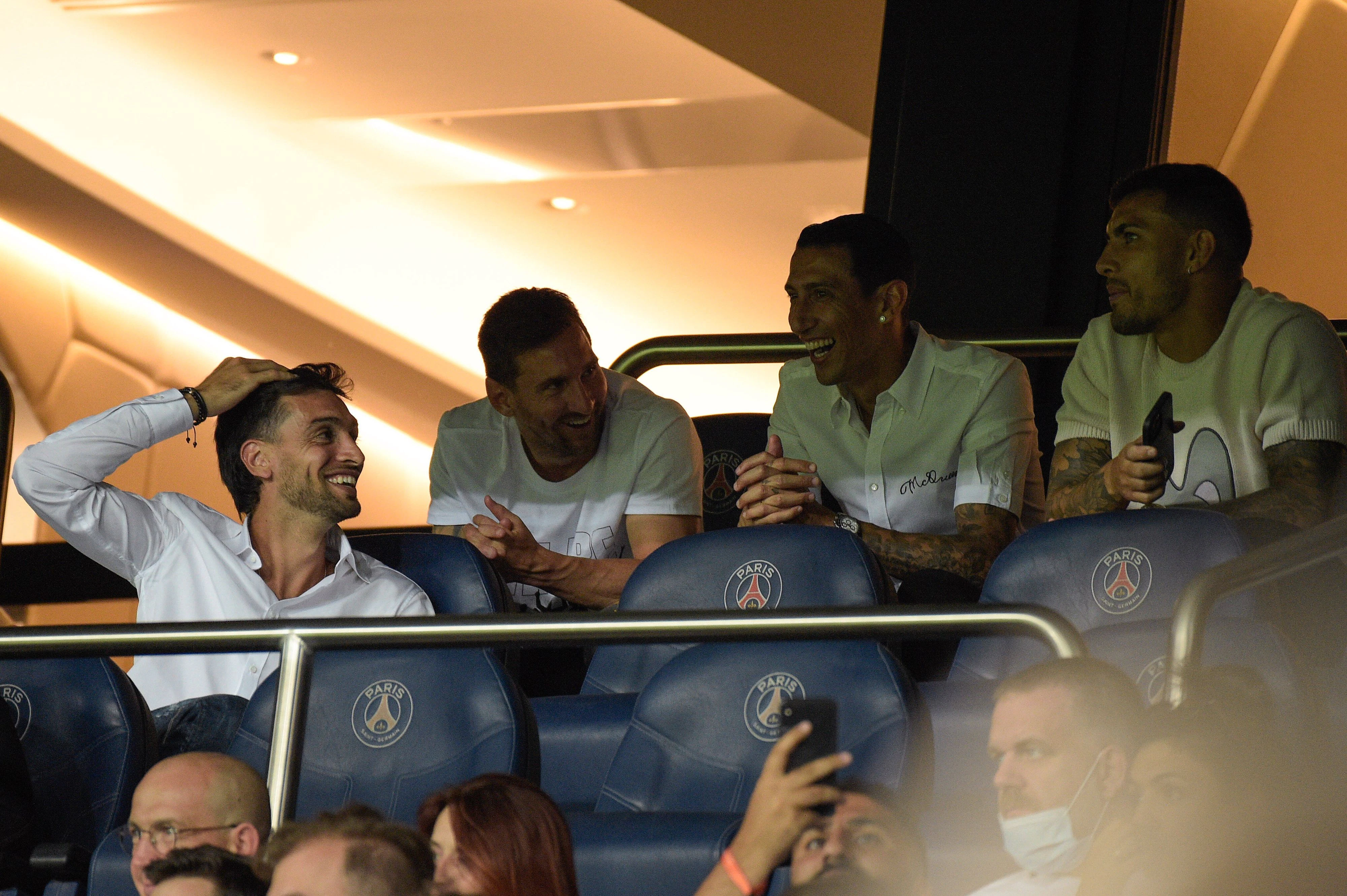 Die PSG-Stars Javier Pastore, Leo Messi, Angel Di Maria und Leandro Paredes.