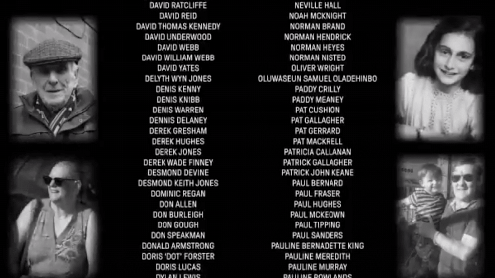 Anne Frank (rechts oben) im Everton-Video