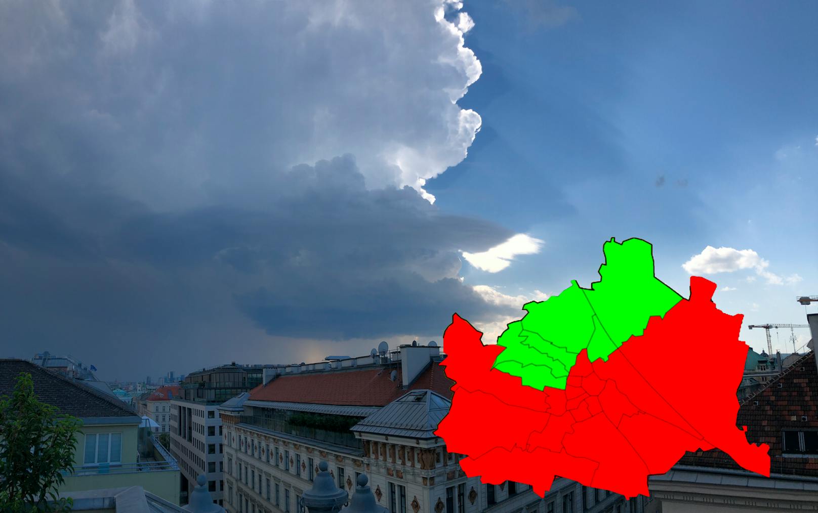 Ein schweres Gewitter trifft auf Wien.