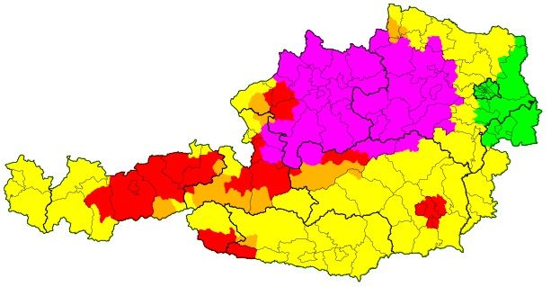 UWZ: Violette Unwetter-Warnung am Sonntagabend