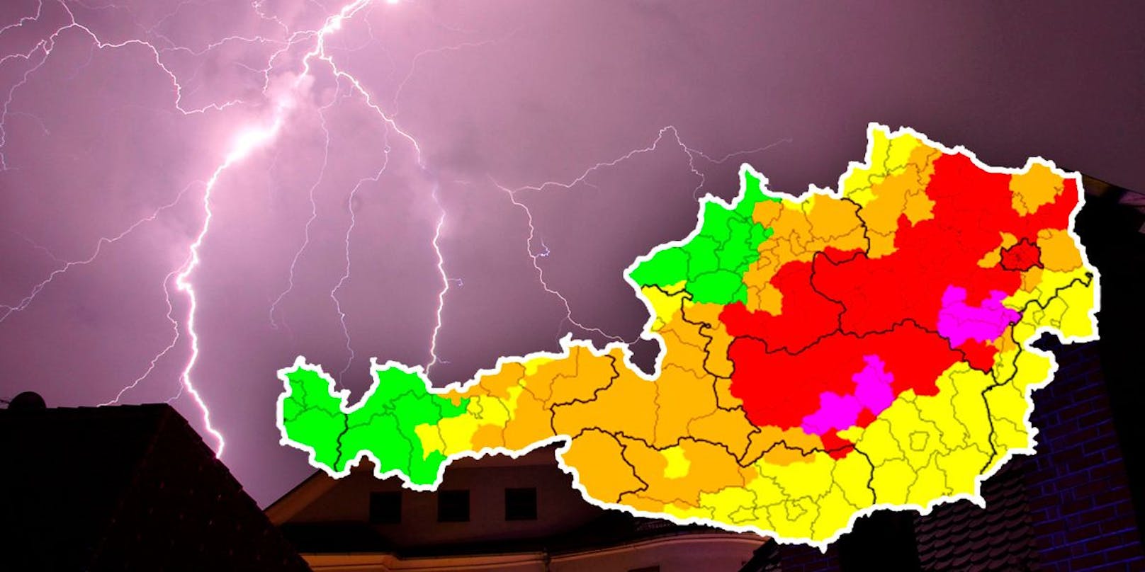 Heftige Unwetter in NÖ und der Steiermark am Montagabend. Symbolbild
