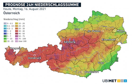 Prognose 24 Stunden Niederschlagssumme