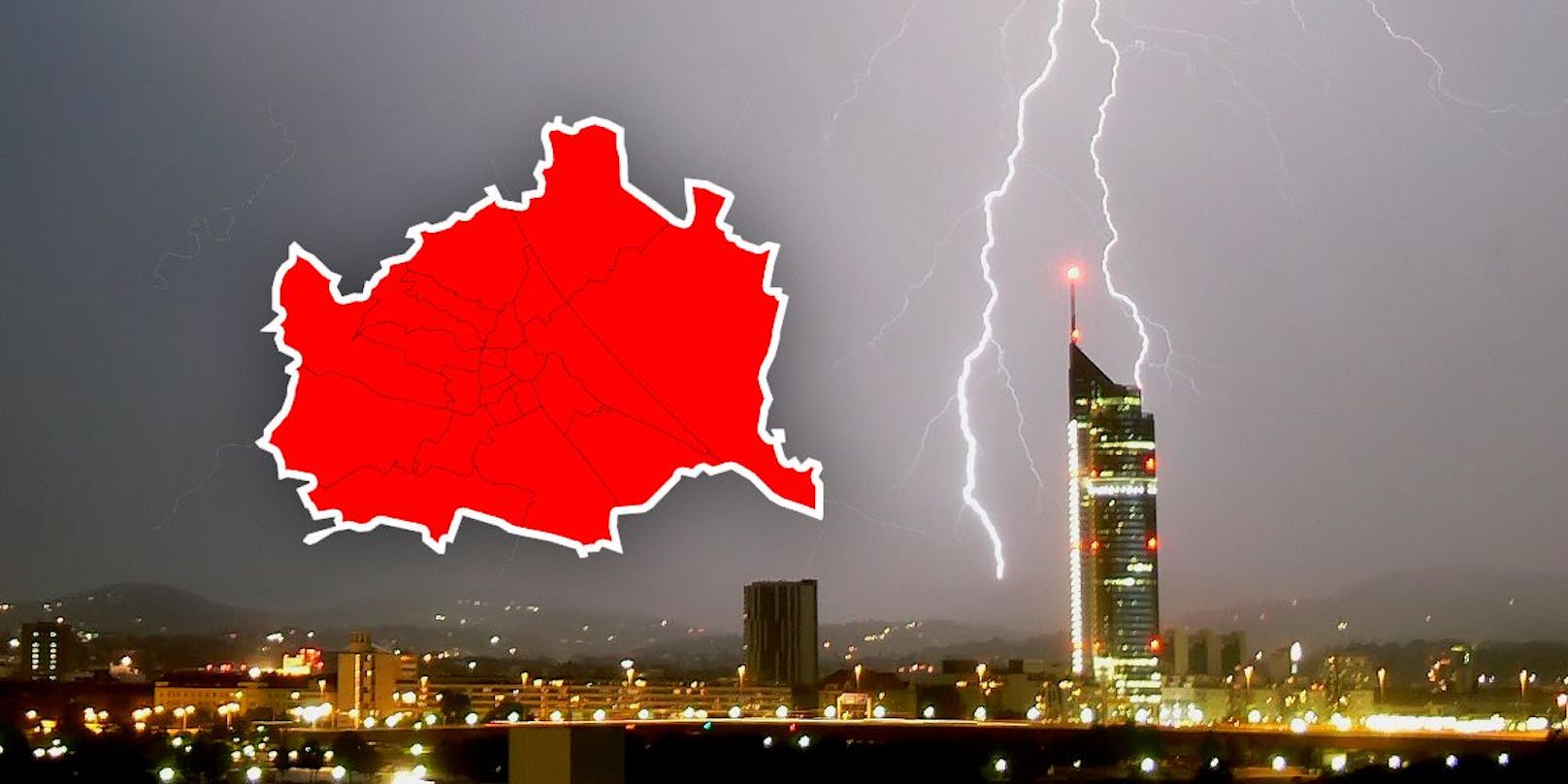 Unwetterwarnstufe Rot für ganz Wien. Symbolbild