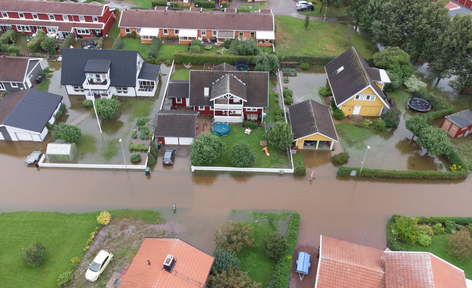 Der Ort Gävle in Schweden steht fast komplett unter Wasser.
