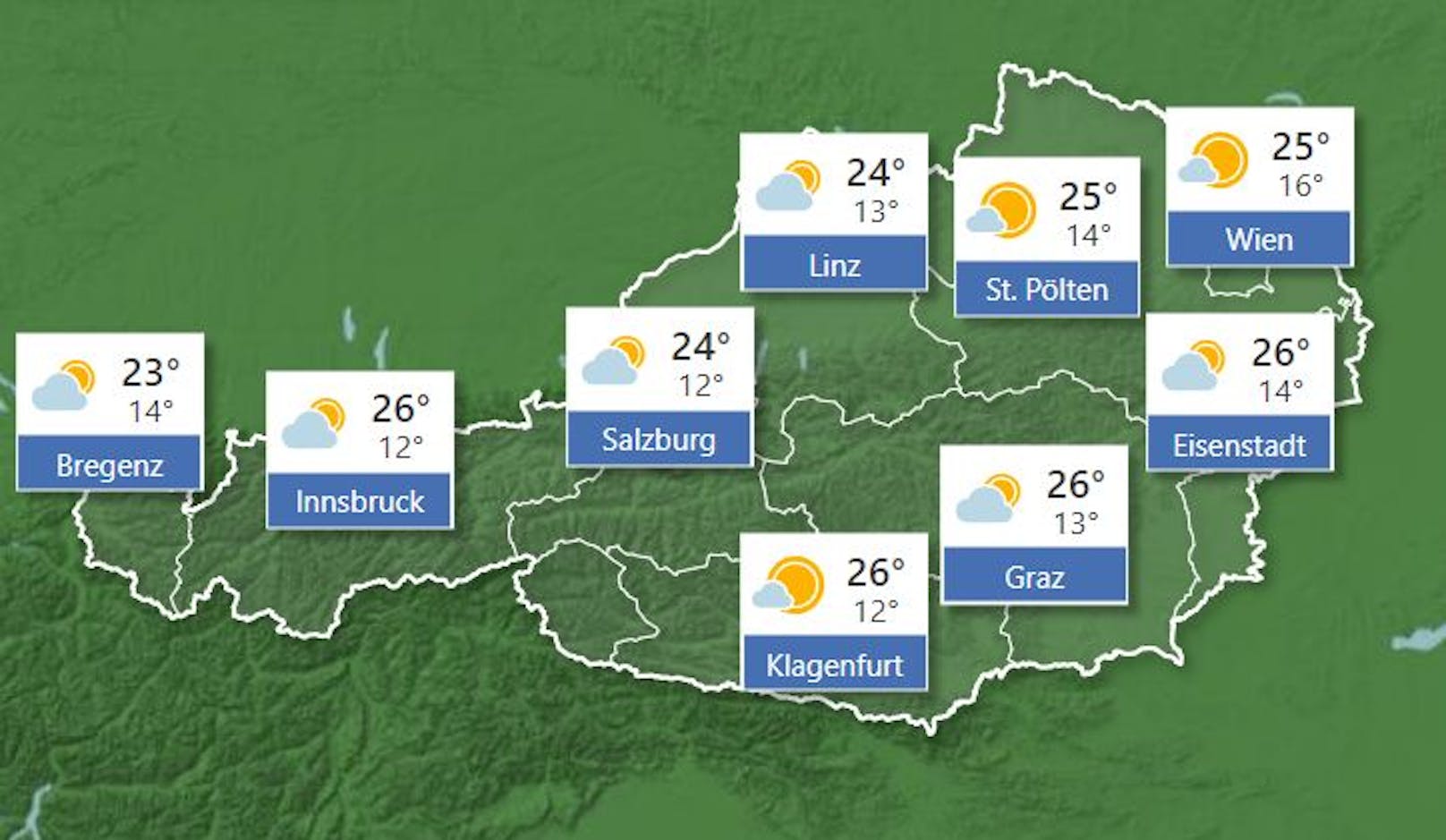 Wetterprognose für <strong>Donnerstag</strong>, 19. August 2021.