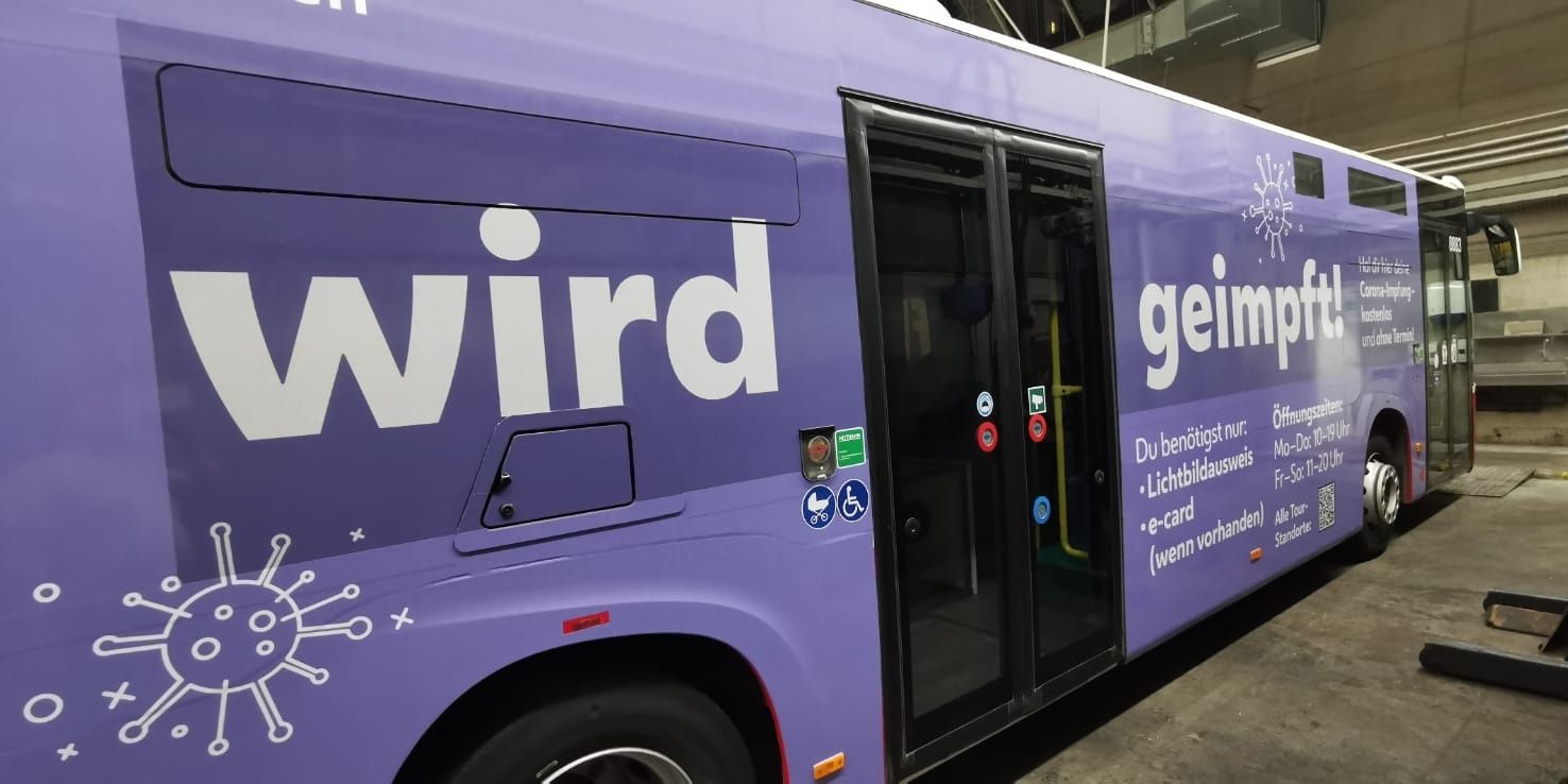 Die Impfbusse sind noch bis in den September an stark frequentierten Orten in Wien unterwegs.
