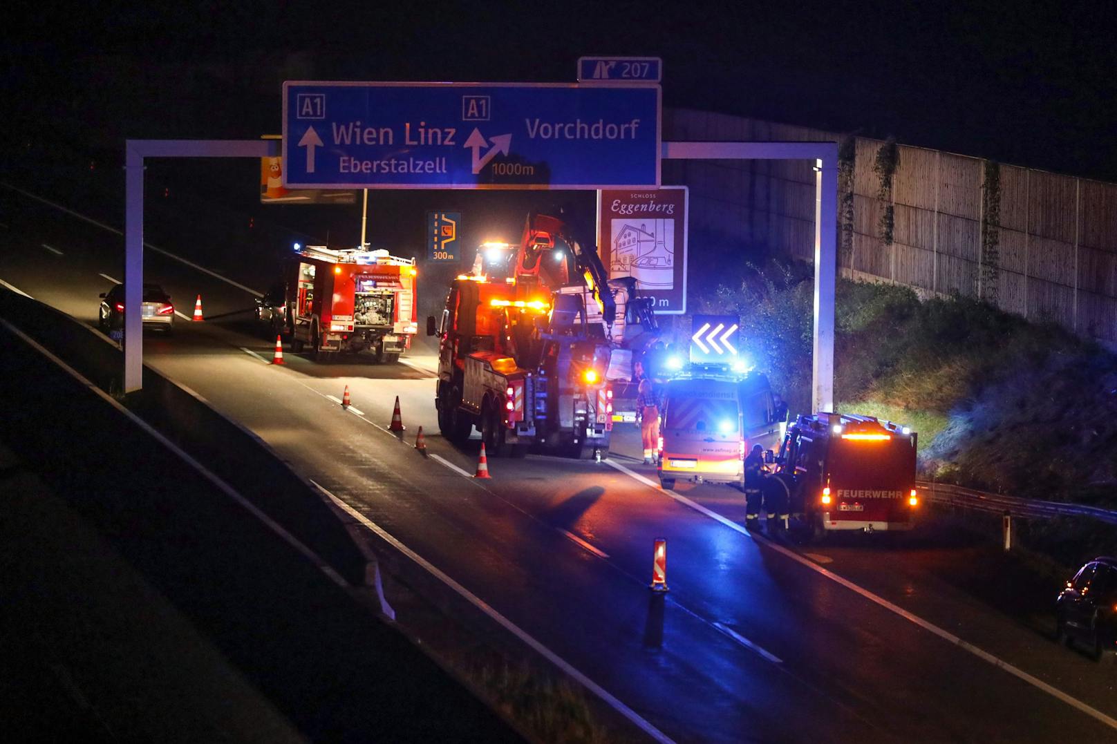 Schwerer Crash in Vorchdorf auf der A1 in Richtung Wien