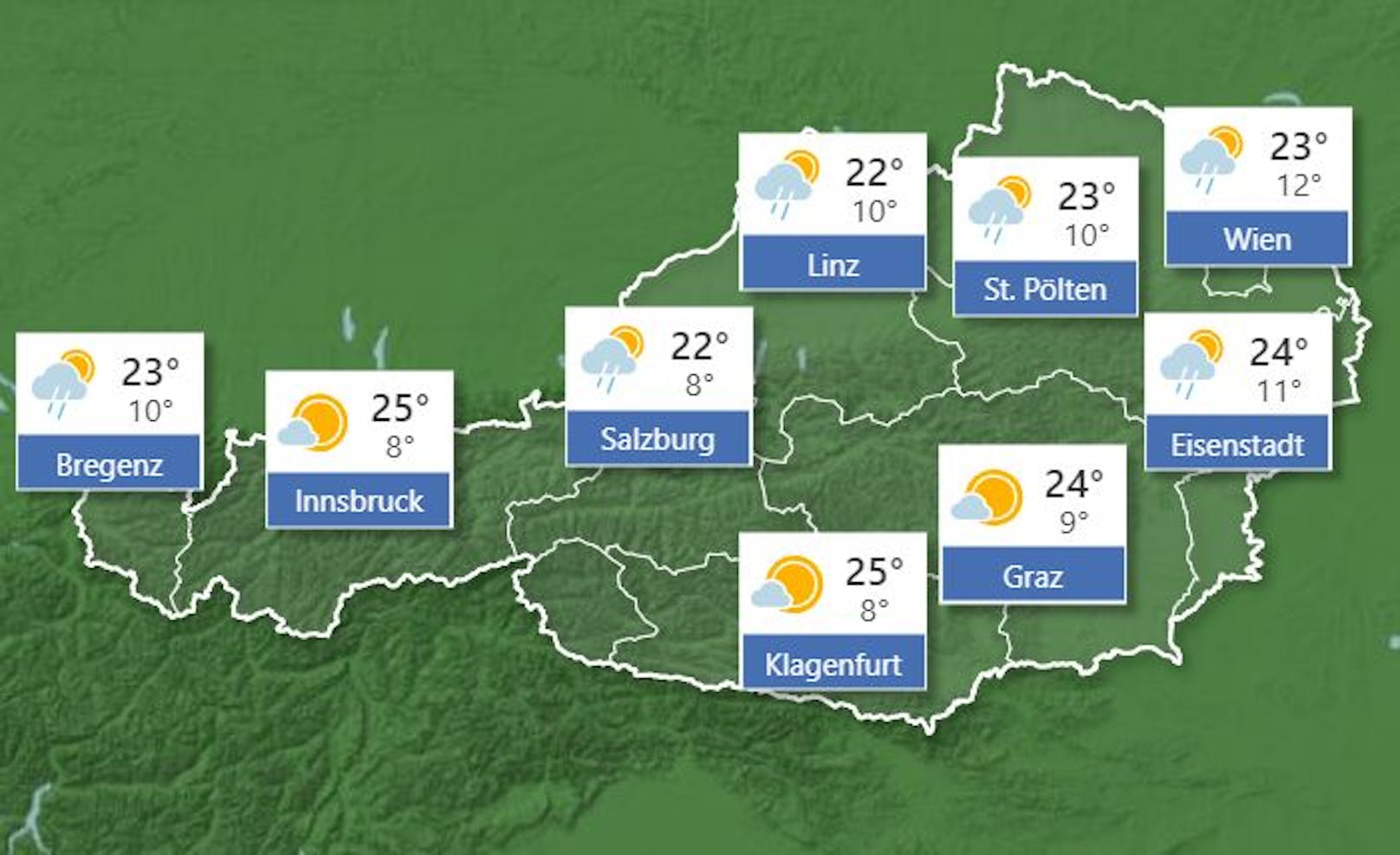 Wetterprognose für <strong>Donnerstag</strong>, 26. August 2021.
