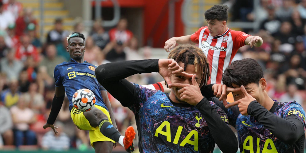 Dele Alli und Son Heung-min jubeln. Paul Pogba müht sich gegen Southampton ab.