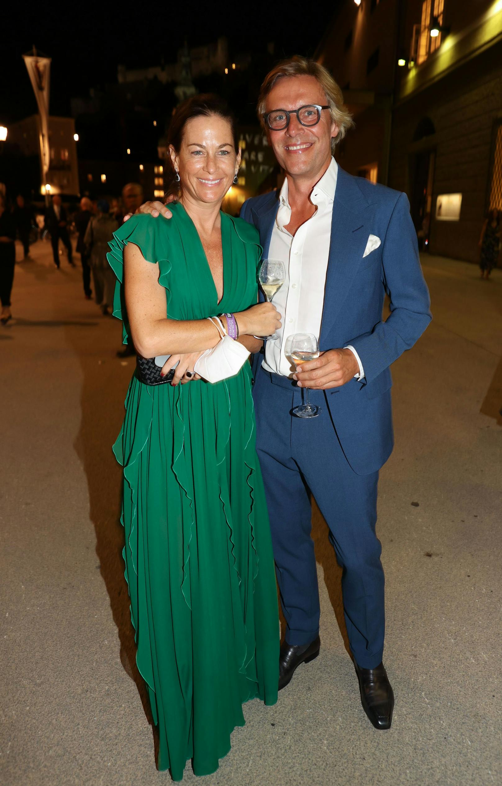 Birgit Lauda und Marcus Sieberer bei der Festspielpremiere von "Tosca".