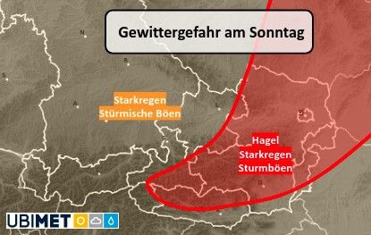 Hier drohen am Sonntag heftige Gewitter mit Hagel, Starkregen und Sturm. 