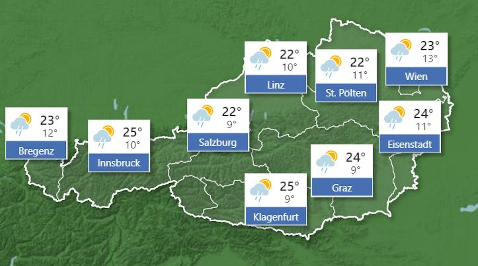Wetterprognose für <strong>Donnerstag</strong>, 26. August 2021.