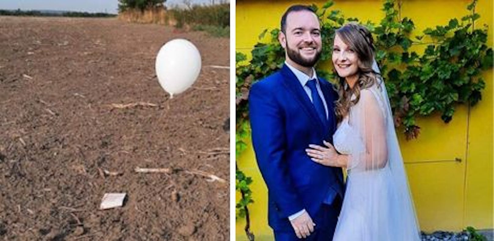 Pascal (29) und Sandra (26) - "ihr" Hochzeitsballon kam 250 Kilometer weit.