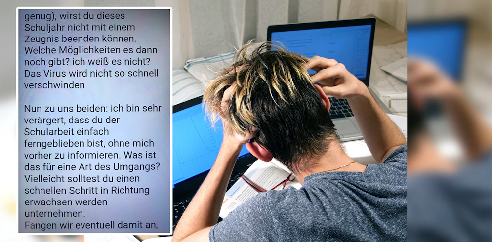Eine Pädagogin schickte einem 16-Jährigen eine seitenlange Wut-Message. (Symbolbild rechts, 