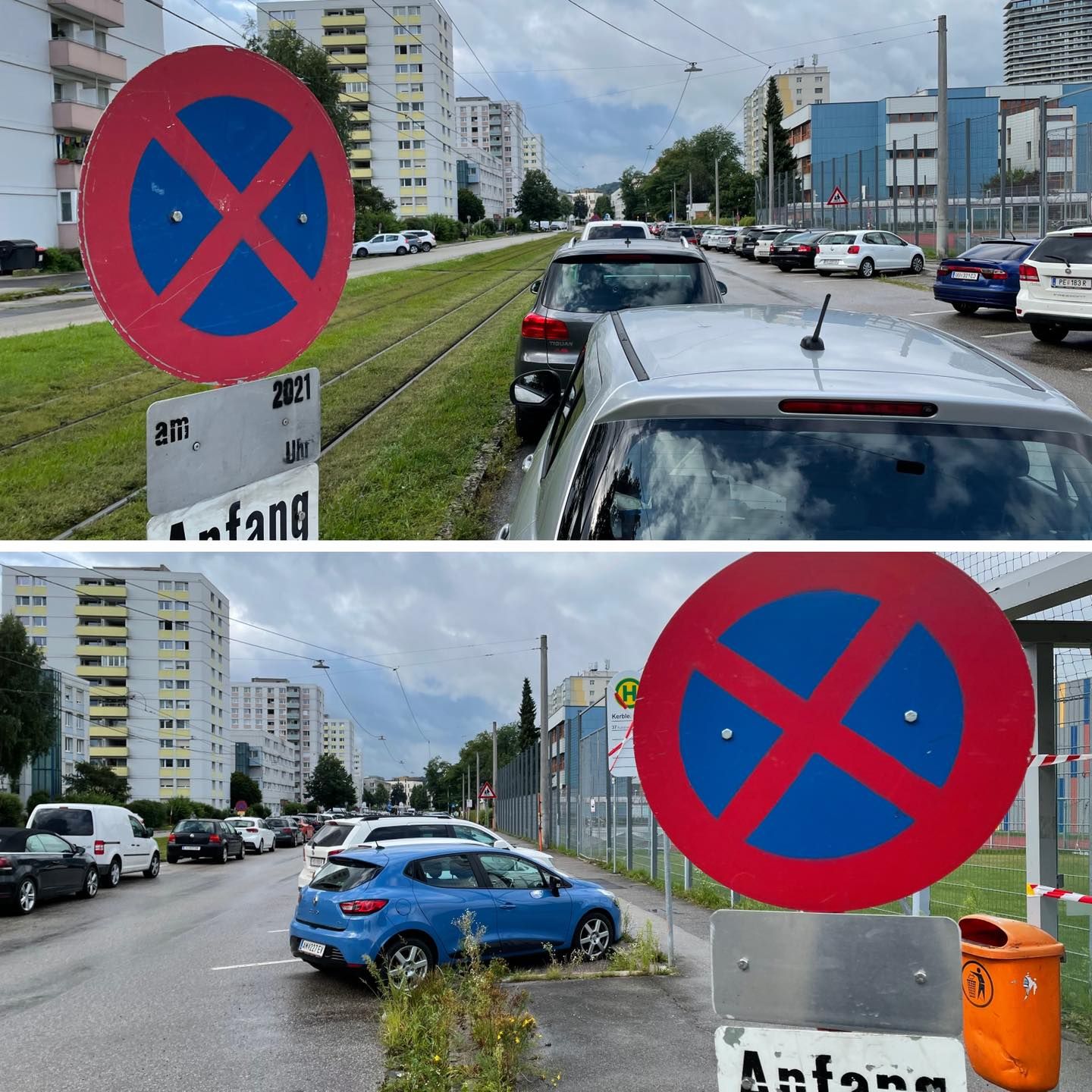 Dieses Bild zeigen, dass das Parkverbot einfach ignoriert wurde.