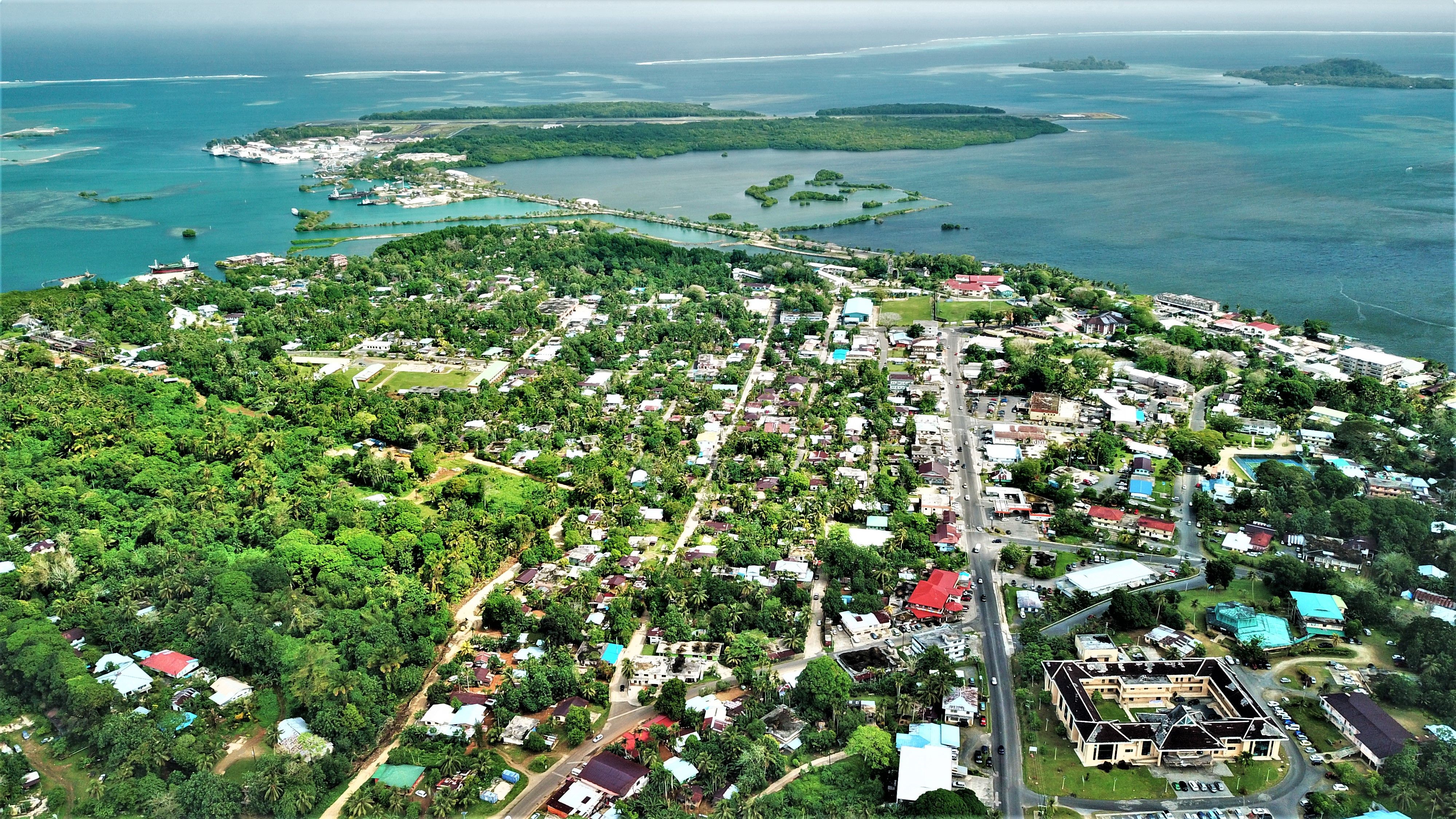 Kolonia town aerial view in Pohnpei, Micronesia（Federated States of Micronesia）