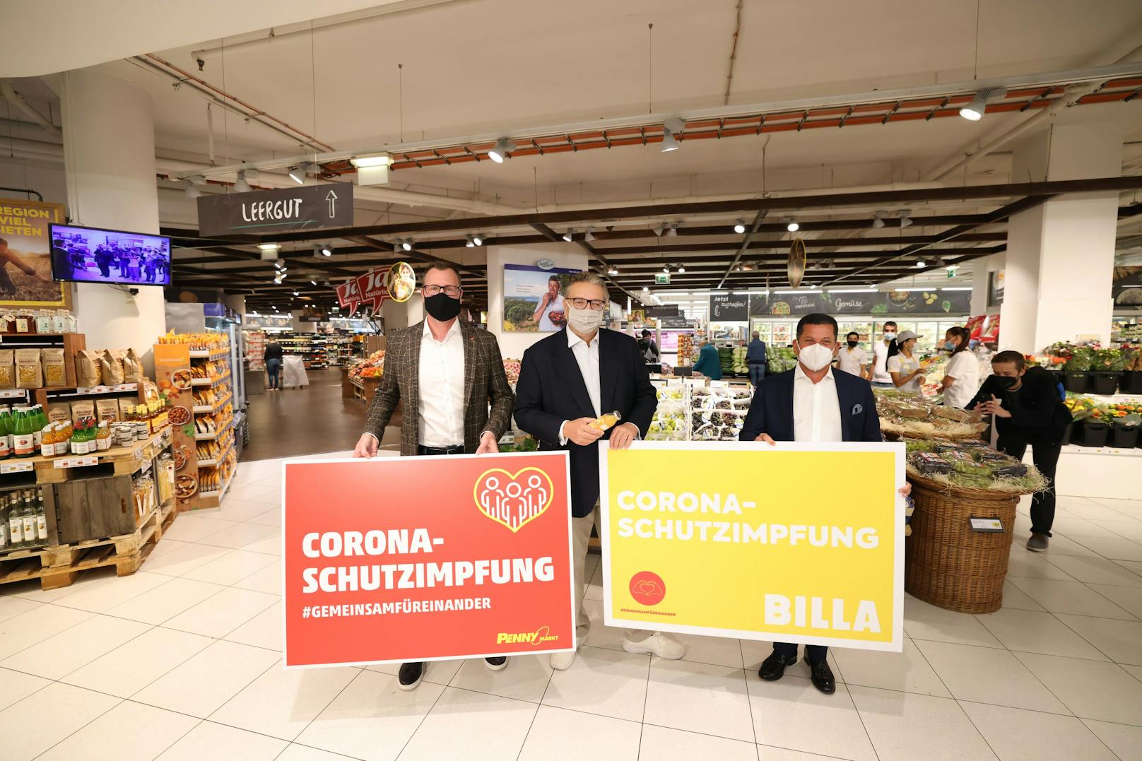 Der Start der Supermarkt-Impfaktion in Wien wurde von den Verantwortlichen groß inszeniert.