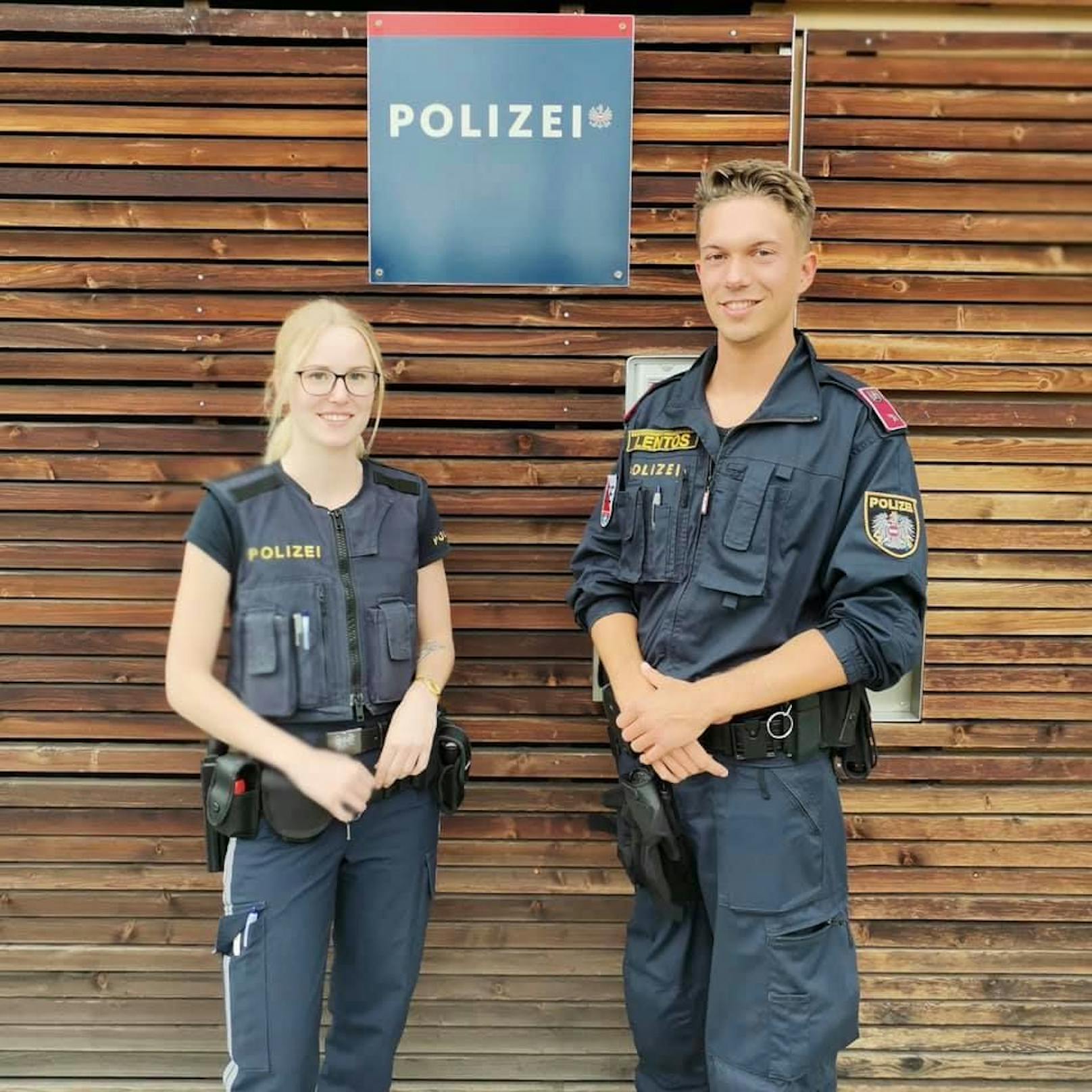 Isabel W. (22) und Patrick S. (28) von der Polizei Ebelsberg wurden für einen 95-Jährigen zu Lebensrettern.