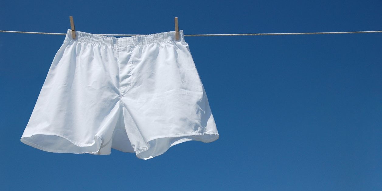 Picture of white underwear on a string.