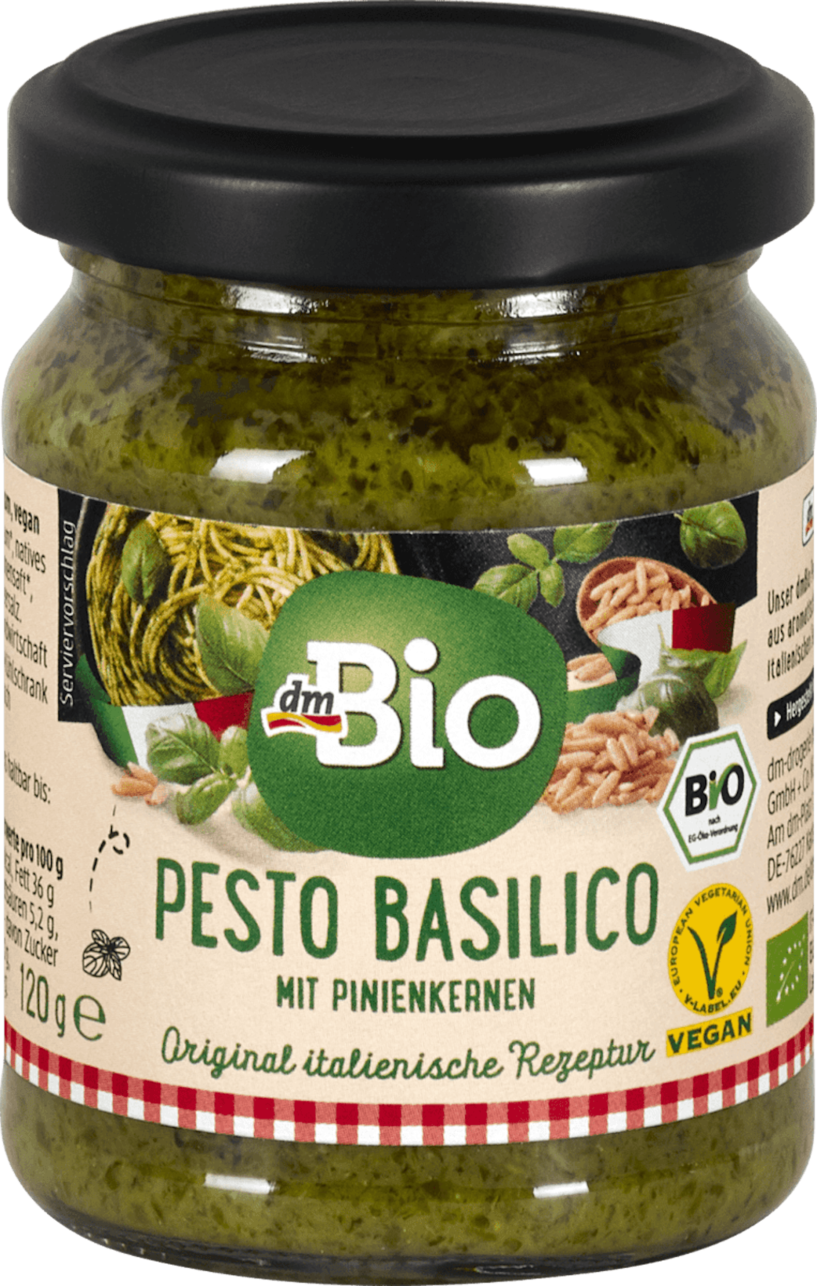 "DURCHSCHNITTLICH": dm bio Pesto Basilico mit Pinienkernen