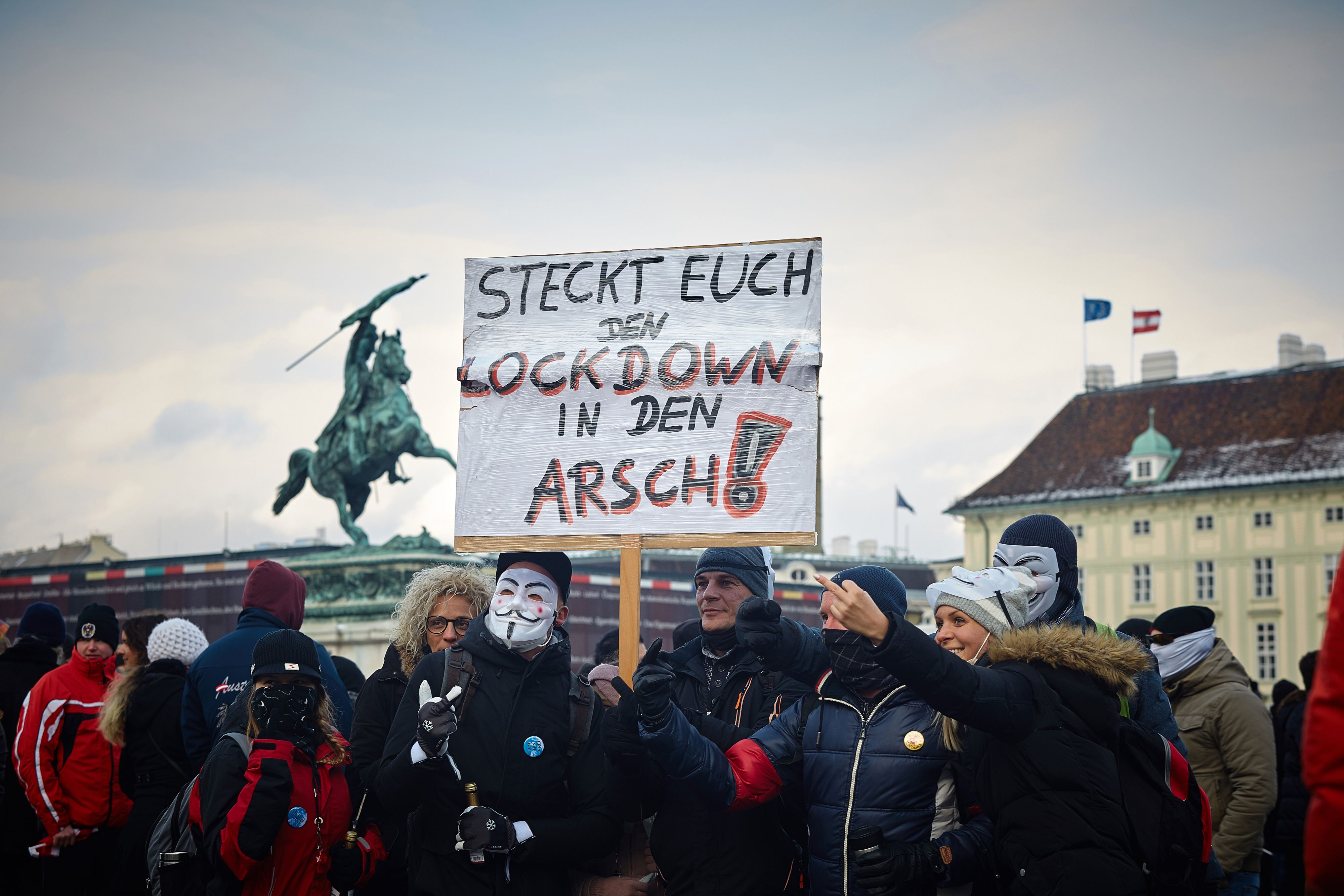 Proteste am 16. Jänner 2021 gegen die Corona-Maßnahmen. 2021 ist die Zahl der antisemitischen Vorfälle explodiert.
