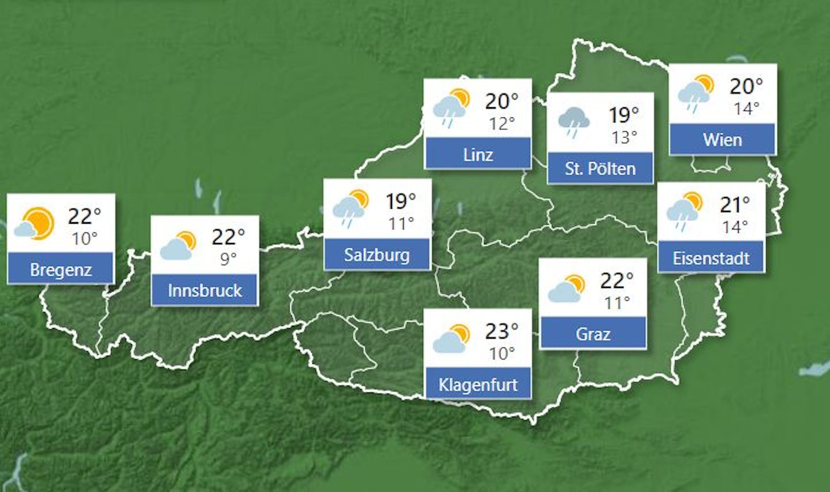 Wetterprognose für <strong>Mittwoch</strong>, 1. September 2021.